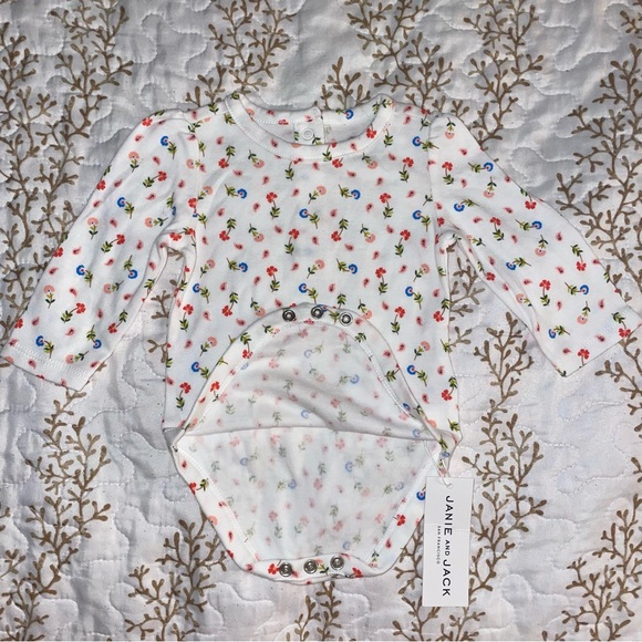 NWT Janie and Jack floral onesie size 3-6 month 100% cotton long sleeve kid baby - Picture 9 of 10